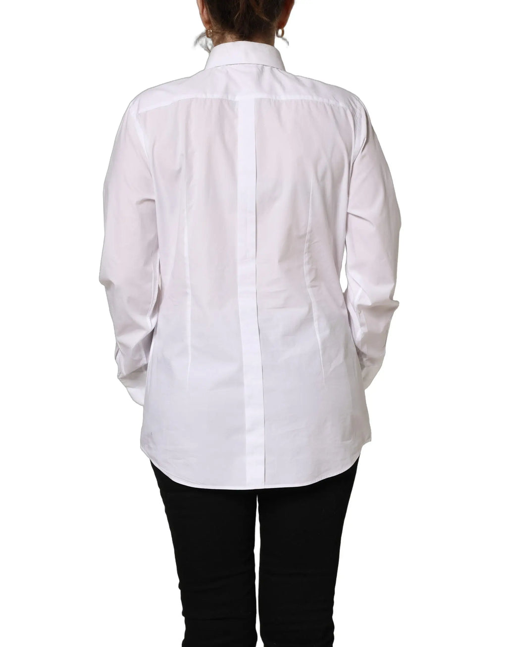 Chemise blanche en coton à manches longues dolce & gabbana avec col classique et couture dos visible