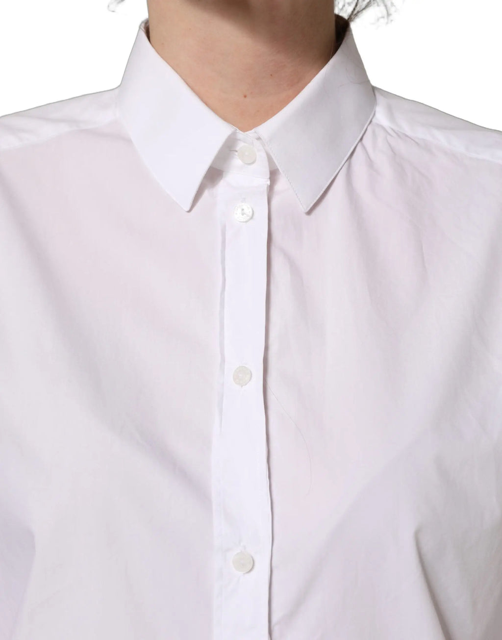 Chemise blanche en coton dolce & gabbana manches longues col classique boutons assortis