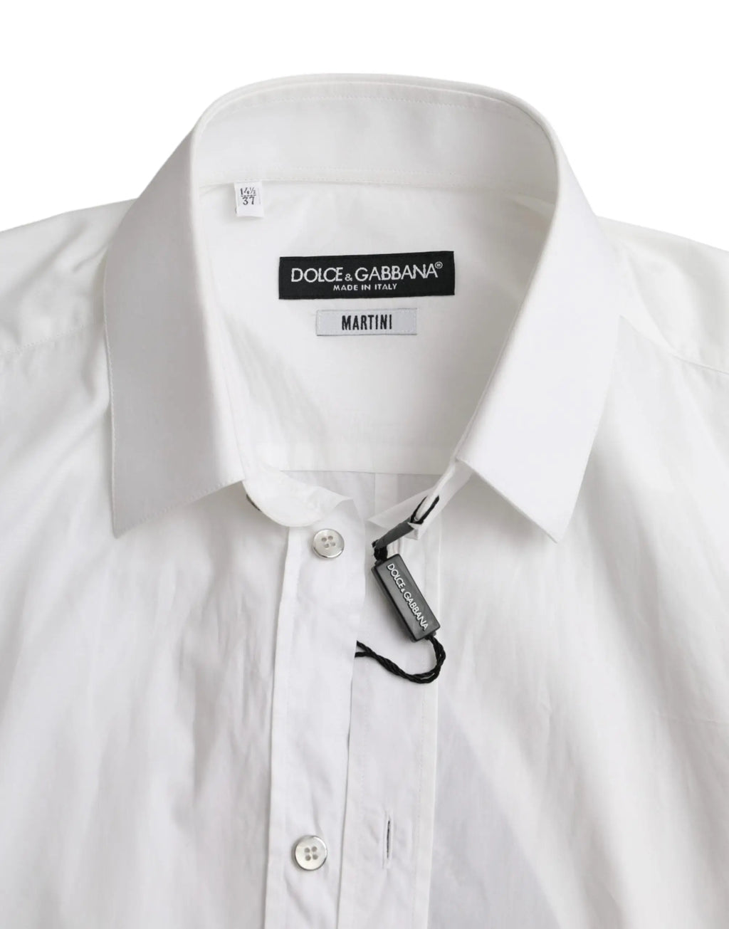 Chemise blanche dolce gabbana martini en coton manches longues col net et fermeture à boutons devant