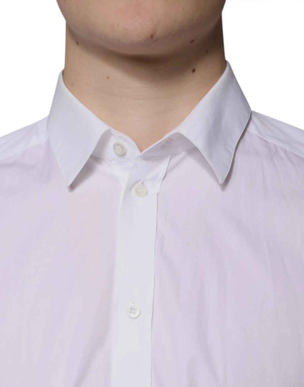 Chemise formelle blanche en coton dolce & gabbana à manches longues avec col classique et boutons assortis