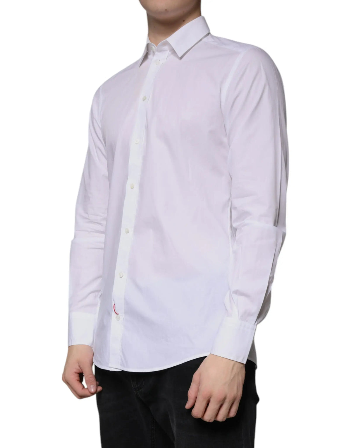 Chemise habillée blanche en coton dolce & gabbana à manches longues avec col classique et boutonnage avant