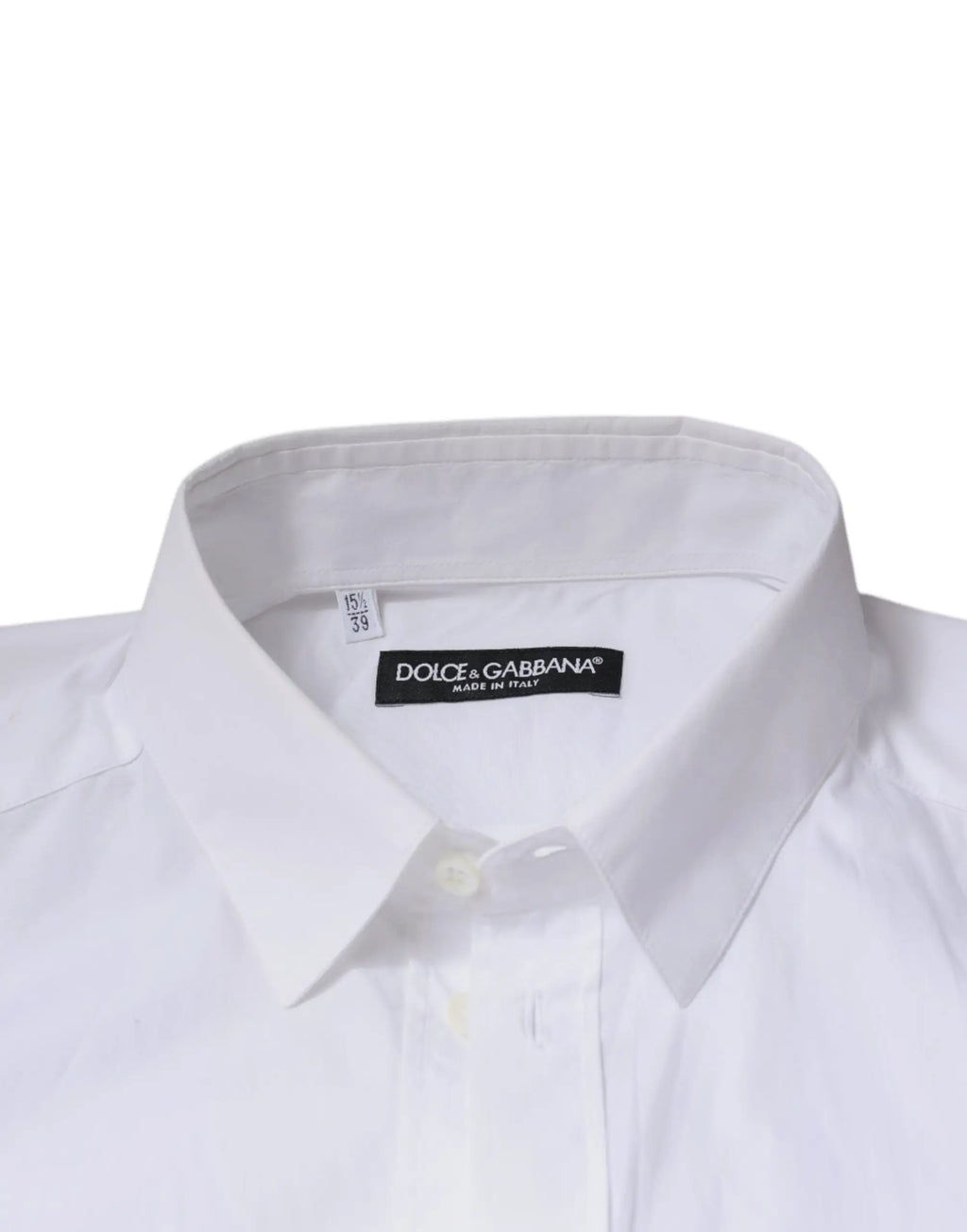 Chemise habillée blanche en coton dolce et gabbana pour homme col net et fermeture boutonnée