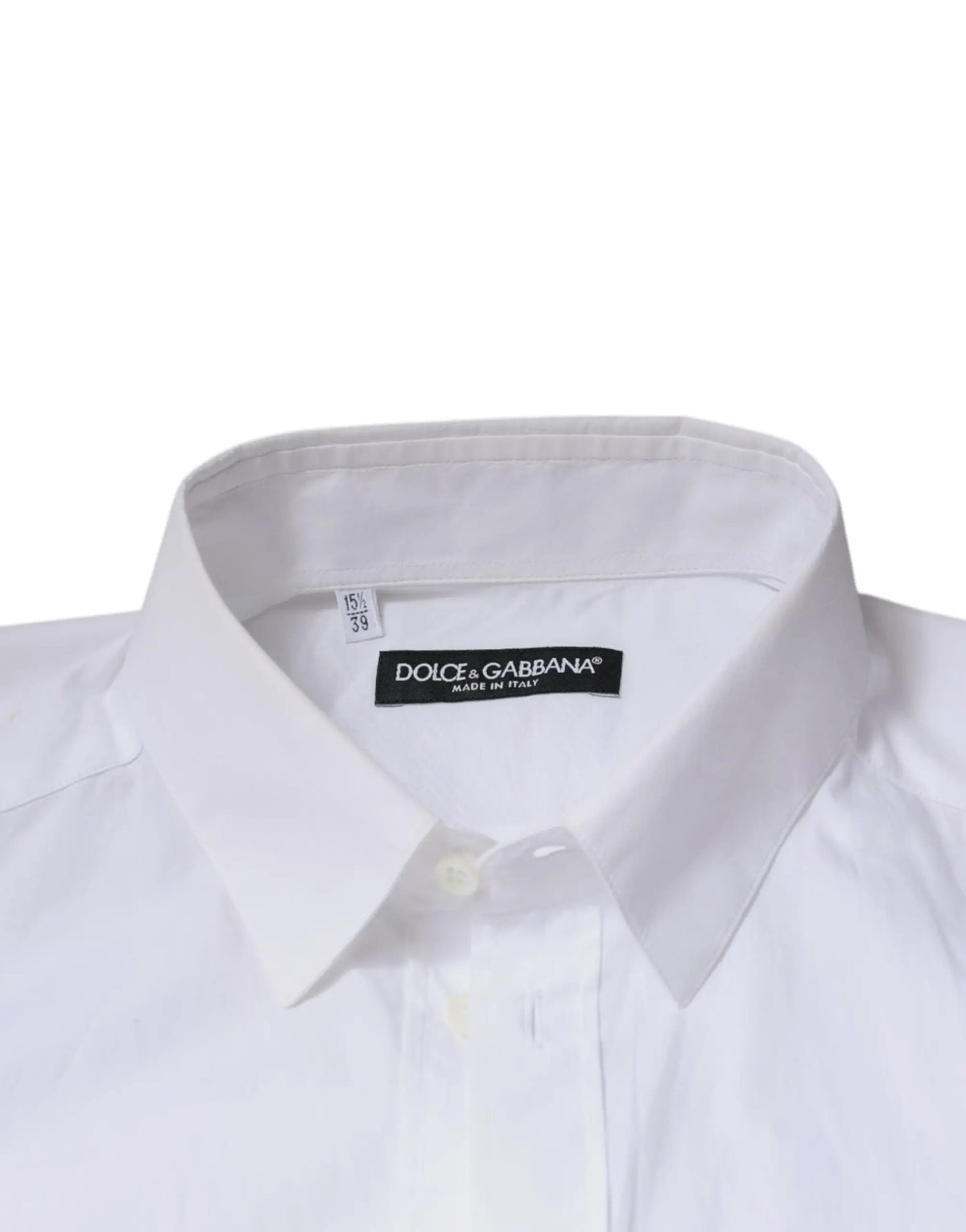 Chemise habillée blanche en coton dolce et gabbana pour homme col net et fermeture boutonnée