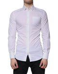 Chemise homme blanche dolce gabbana slim fit coton à manches longues col classique avec boutons sur le devant