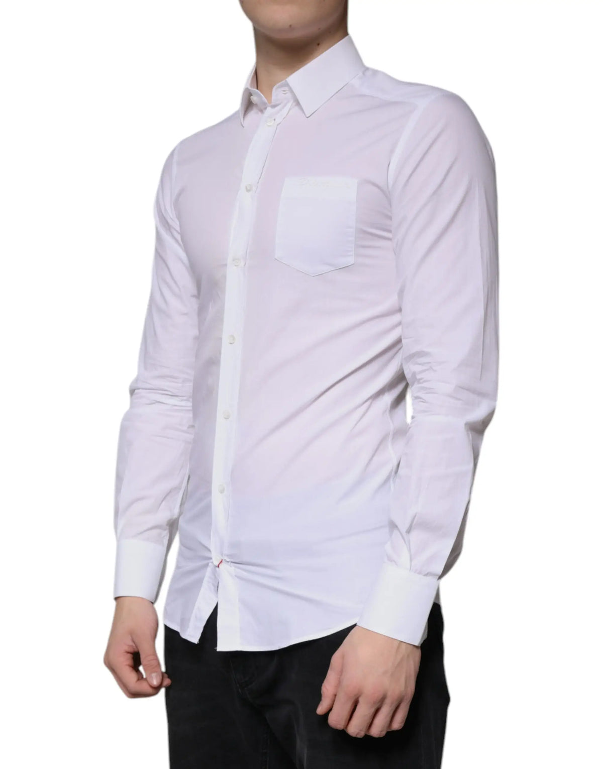 Chemise homme blanche dolce gabbana en coton manches longues col classique et boutonnage sur le devant