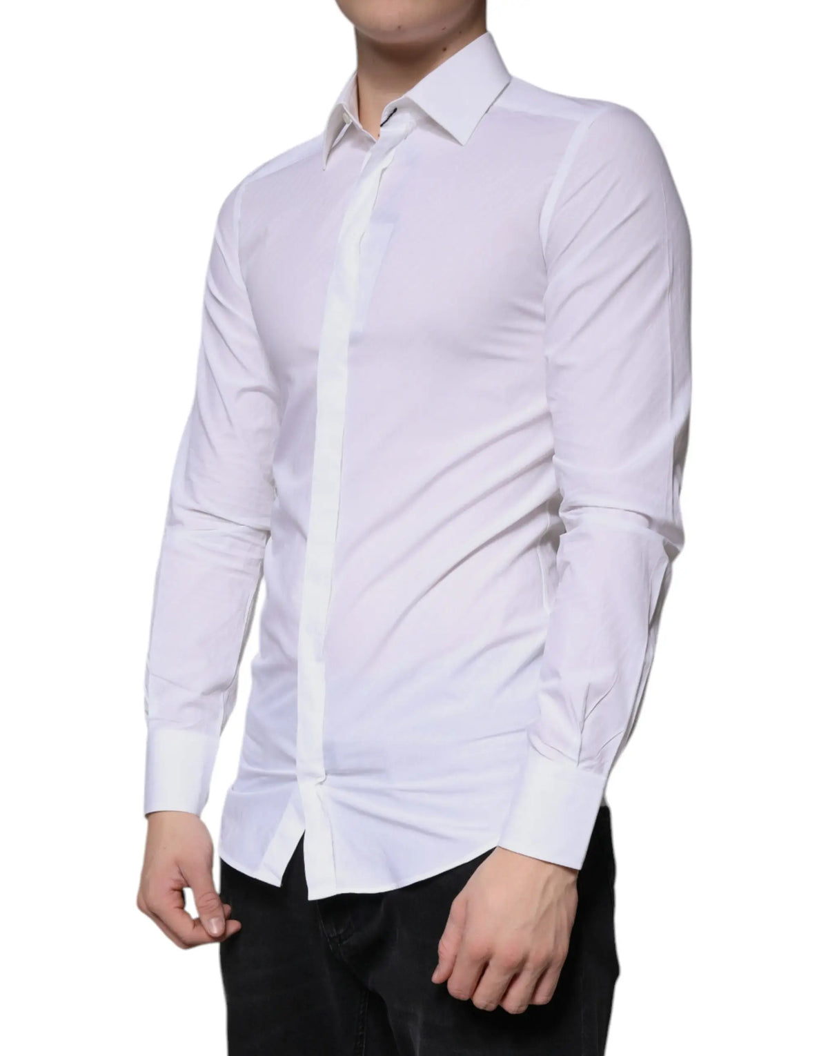 Chemise blanche pour homme dolce & gabbana en coton à manches longues avec col classique pour occasions élégantes