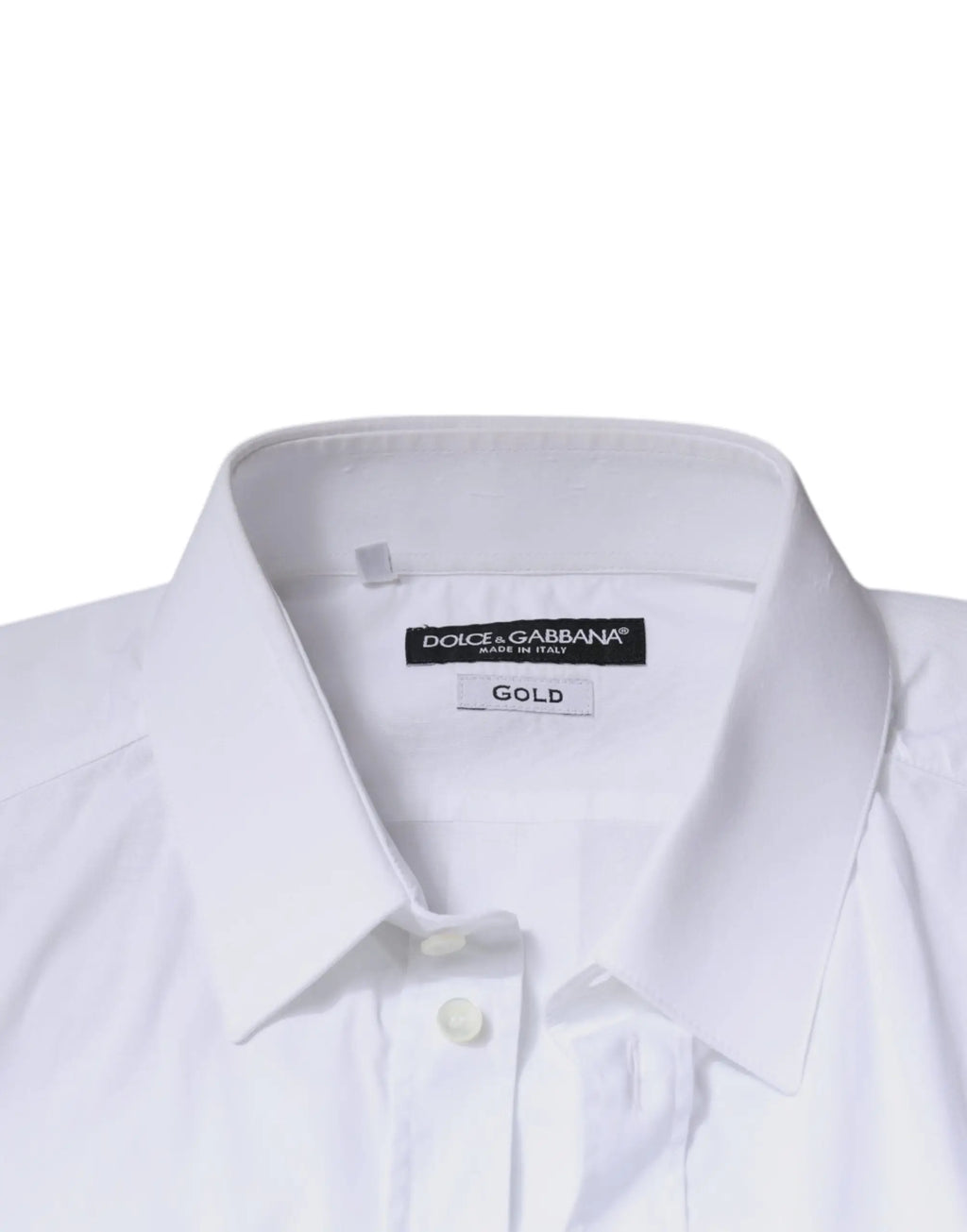 Chemise dolce & gabbana blanche pour homme en coton avec col rigide et patte de boutonnage classique