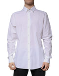 Chemise blanche à manches longues dolce & gabbana en coton avec col classique et tissu bien repassé