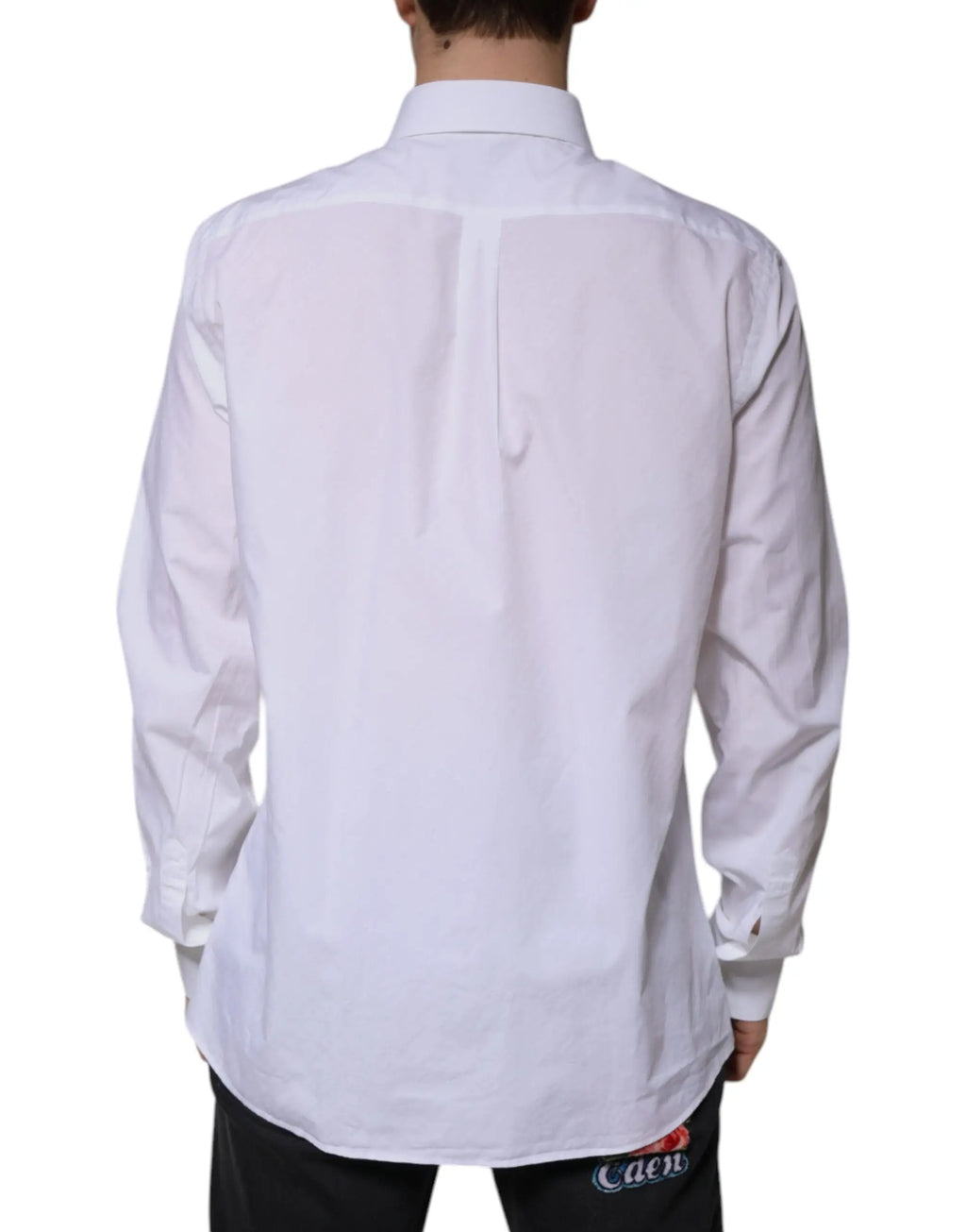 Chemise blanche dolce & gabbana en coton à manches longues avec col classique et dos boutonné visible