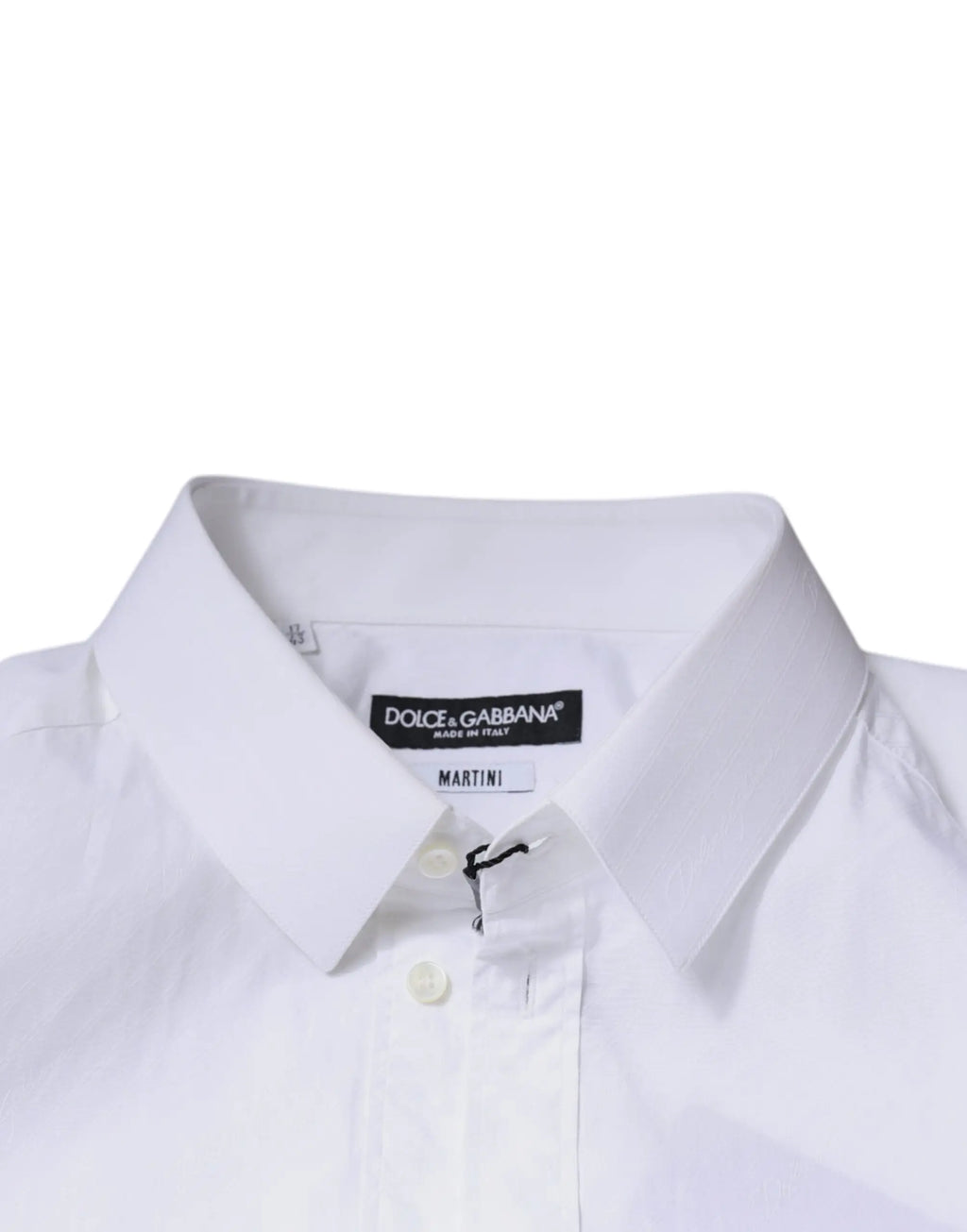 Chemise blanche dolce & gabbana en coton pour homme avec col net et patte de boutonnage boutonnee manches longues