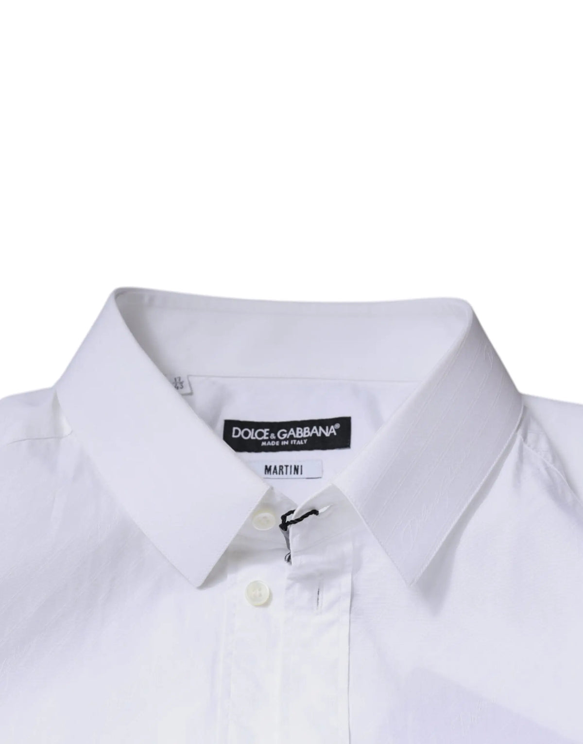 Chemise blanche dolce & gabbana en coton pour homme avec col net et patte de boutonnage boutonnee manches longues