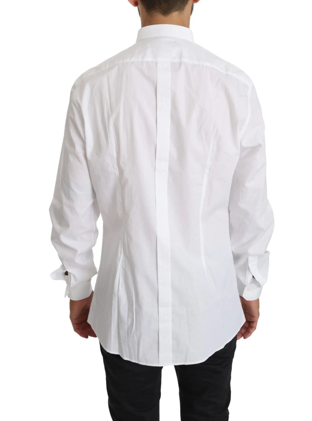 Chemise blanche en coton dolce & gabbana à manches longues avec col classique et poignets boutonnés