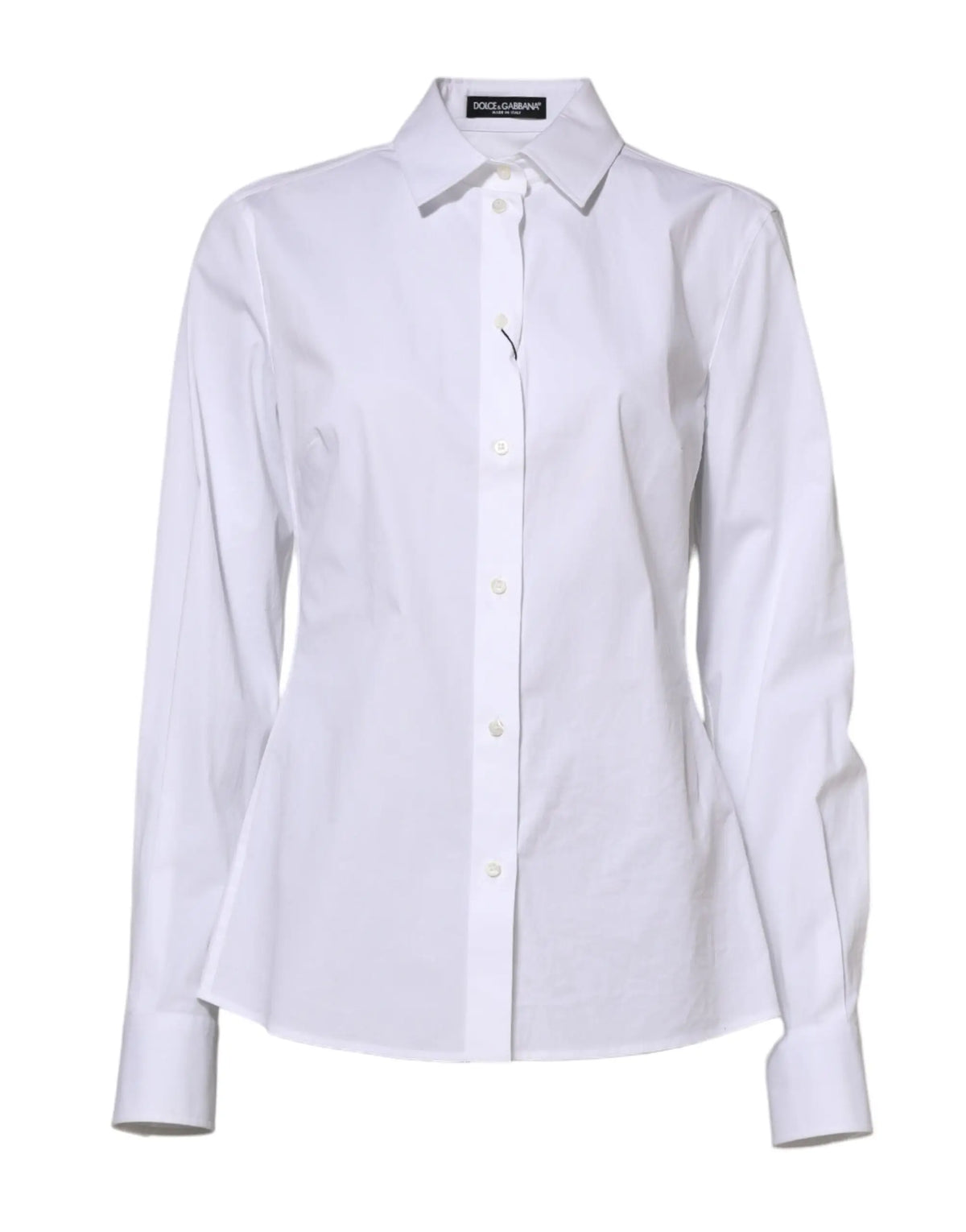 Chemise blanche dolce gabbana en coton pour femme avec manches longues col classique et coupe cintrée