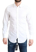 Chemise formelle blanche dolce gabbana pour homme en coton manches longues col classique coupe ajustée