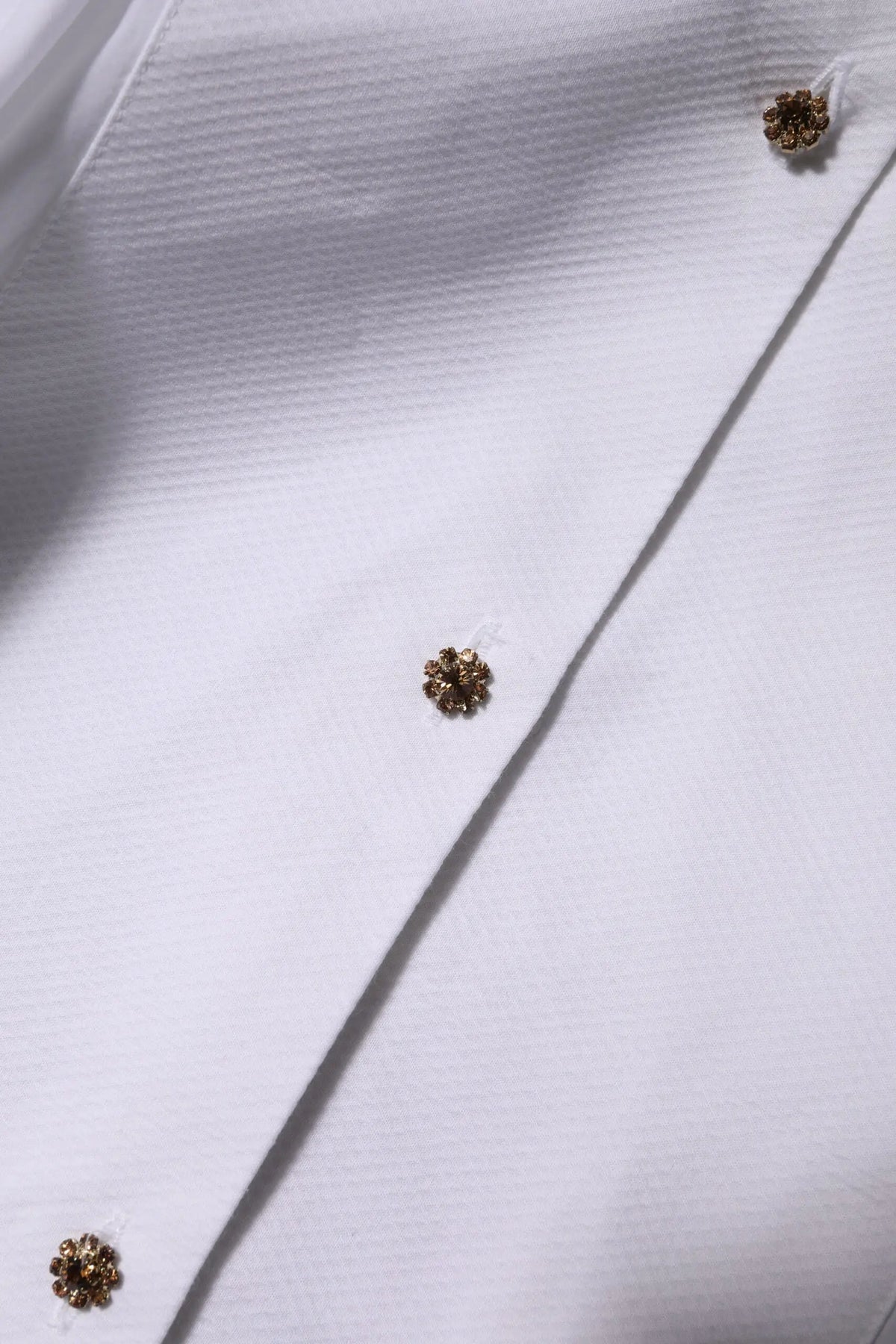 Chemise blanche dolce gabbana en coton à manches longues avec boutons dorés à motif floral pour tenue formelle