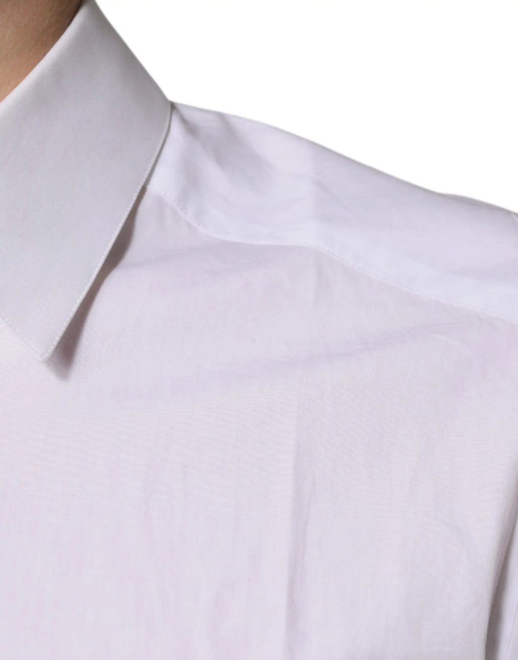 Chemise blanche en coton dolce & gabbana à manches longues avec col classique et coupe ajustée