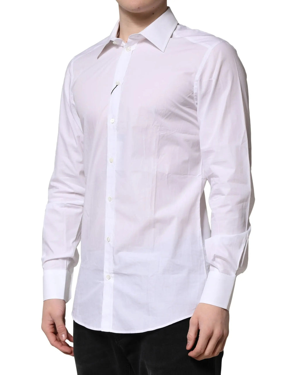 Chemise formelle dolce & gabbana blanche en coton à manches longues avec col classique et boutons sur le devant