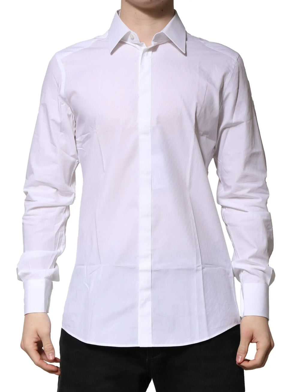 Chemise blanche pour homme dolce gabbana en coton à manches longues col classique boutonné formelle