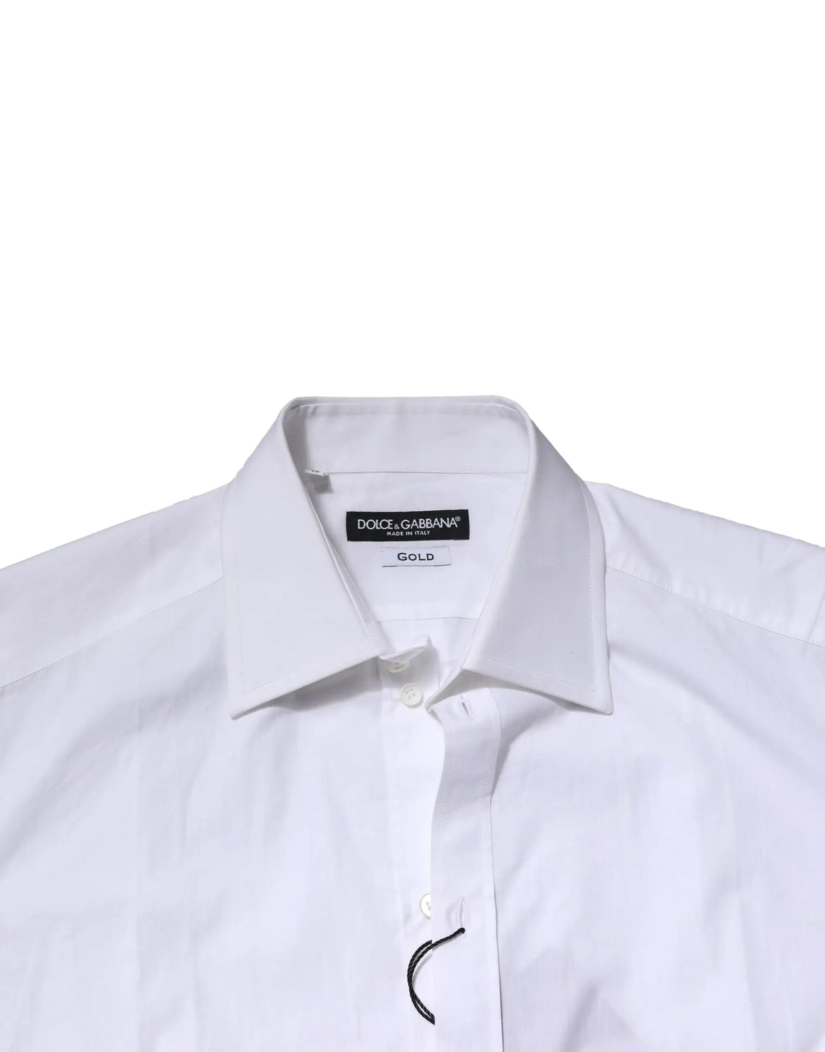 Chemise habillée blanche dolce gabbana en coton avec col net et détail subtil en fil doré pour homme