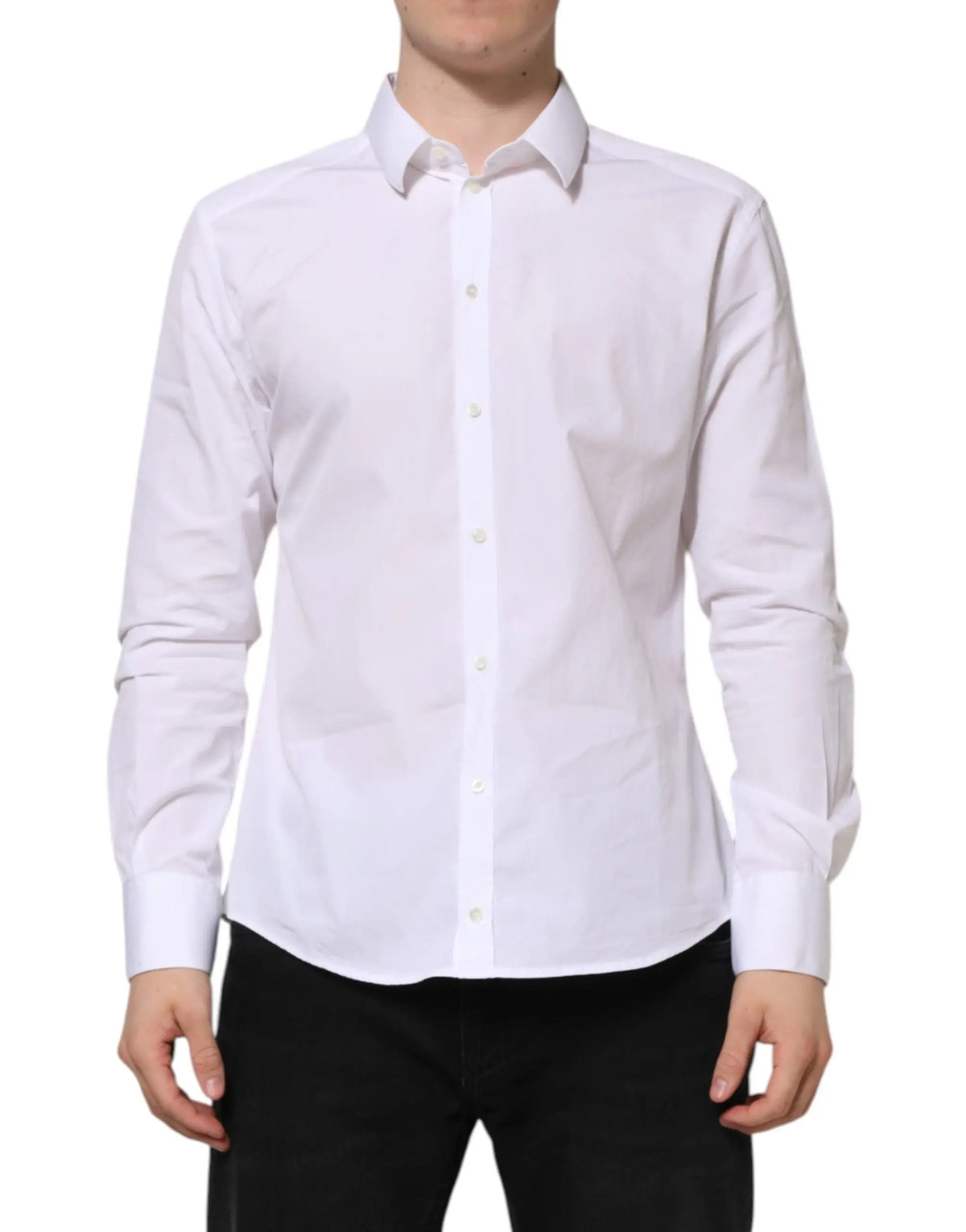 Chemise blanche pour homme dolce gabbana en coton manches longues col classique boutonnée pour usage formel