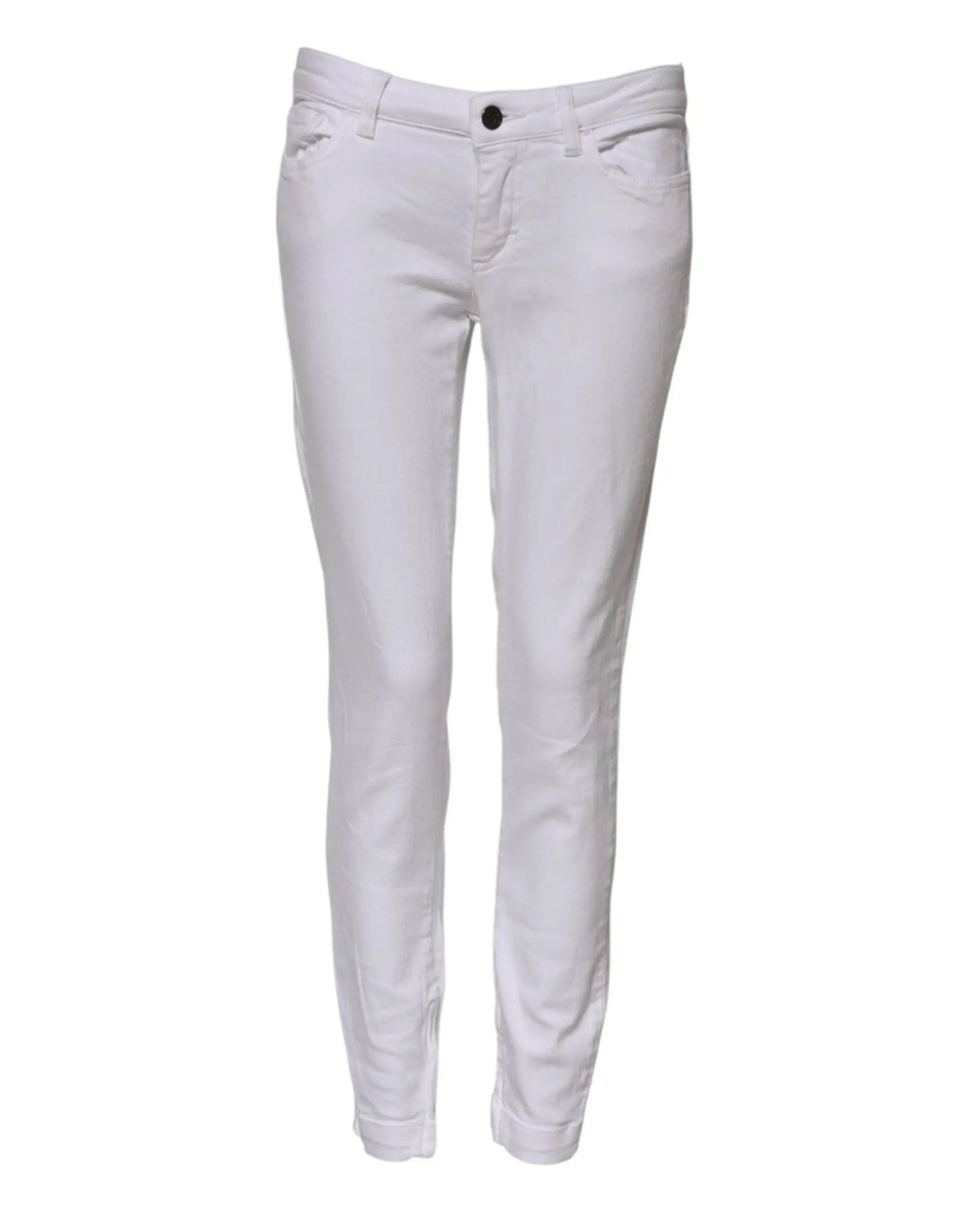 Jean skinny blanc dolce gabbana en coton avec coupe slim taille basse et fermeture à bouton noir