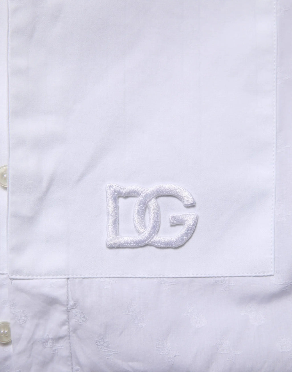 Chemise formelle dolce & gabbana en coton blanc avec logo dg brodé blanc sur le devant