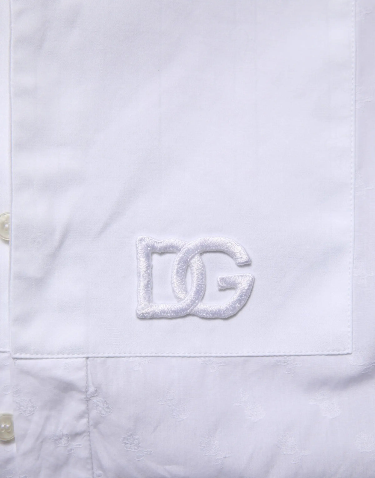 Chemise formelle dolce & gabbana en coton blanc avec logo dg brodé blanc sur le devant
