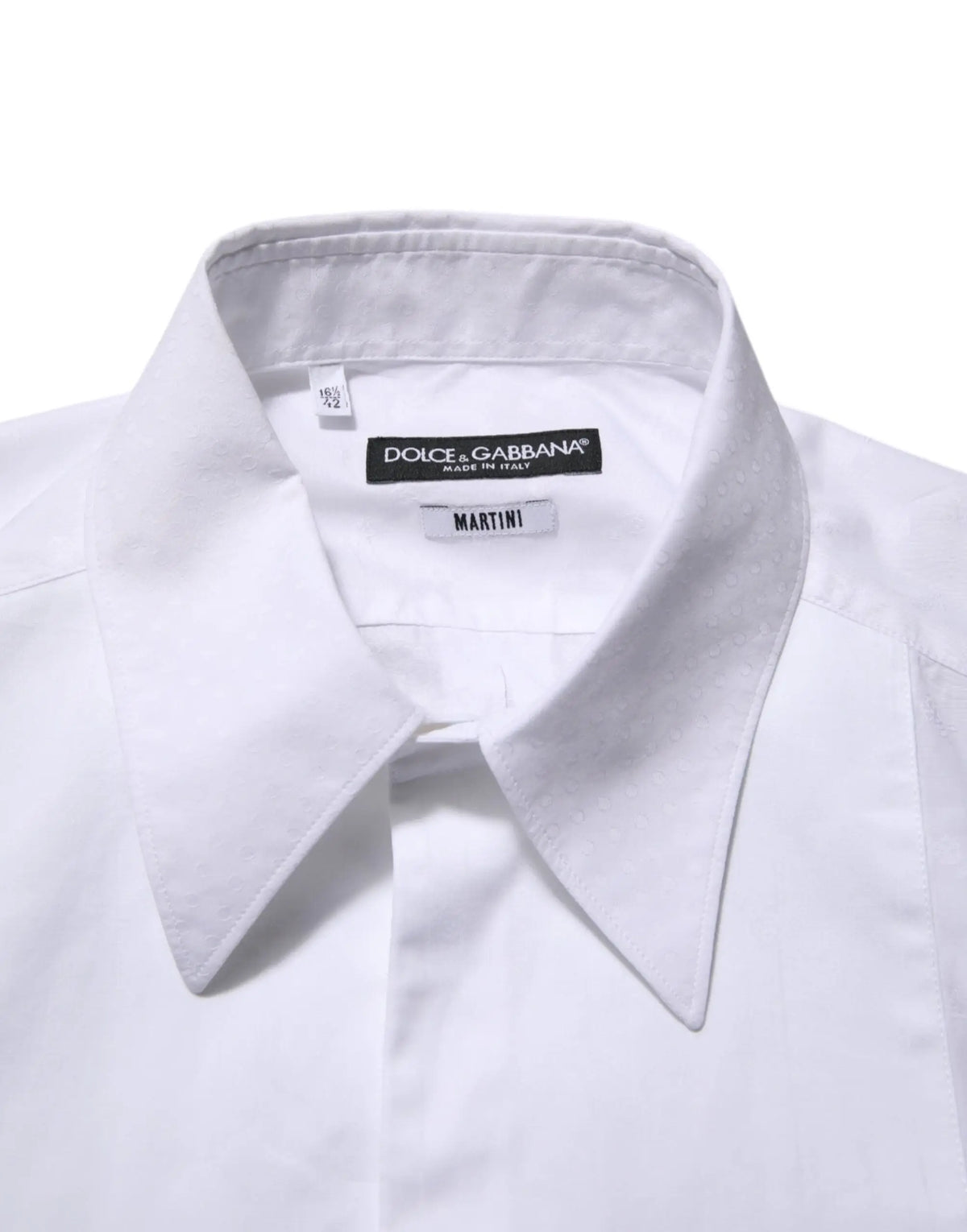 Chemise de cérémonie blanche dolce & gabbana en coton avec col net et étiquette martini