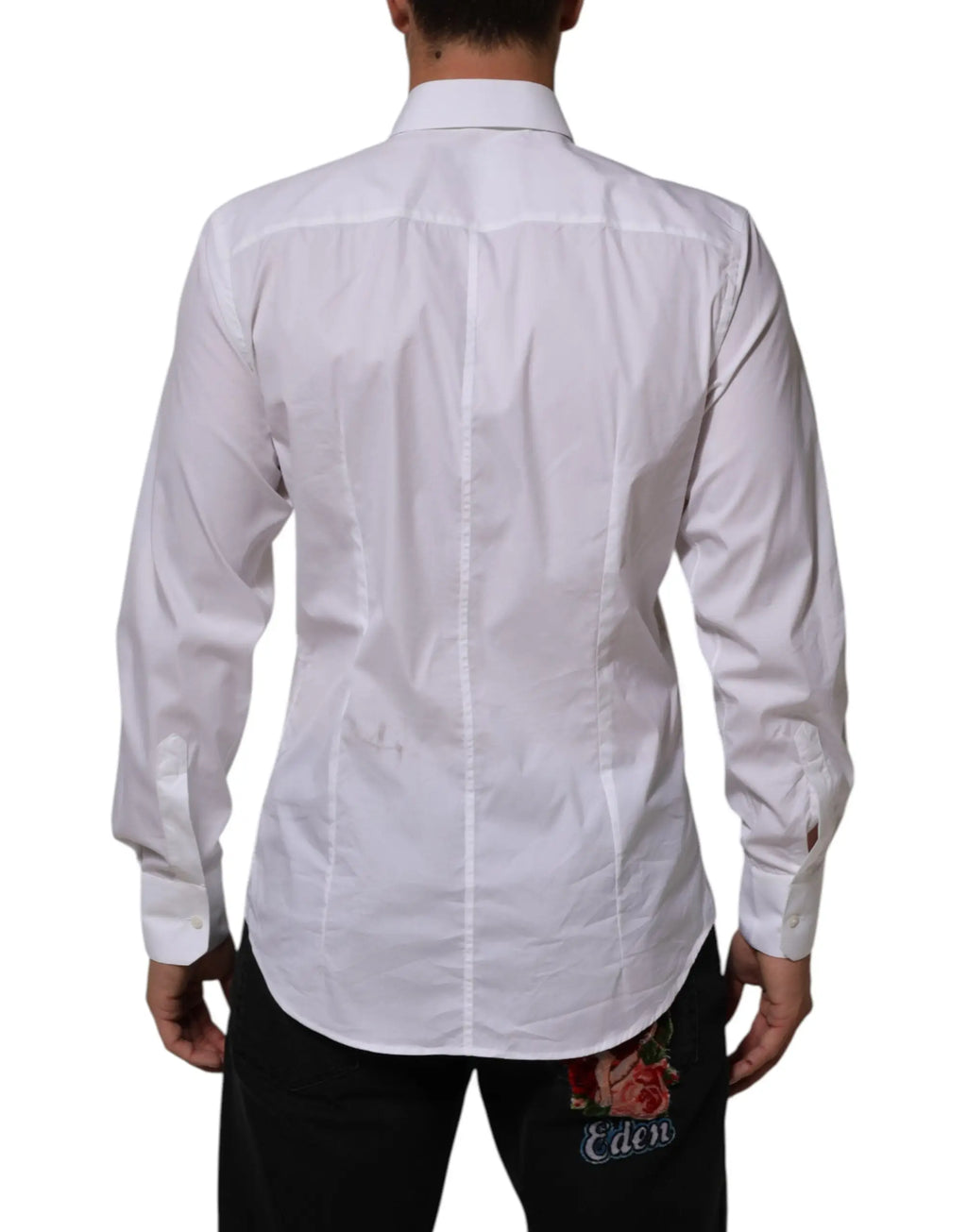 Chemise homme dolce & gabbana blanche en coton à manches longues avec coupe ajustée et détails de couture subtils