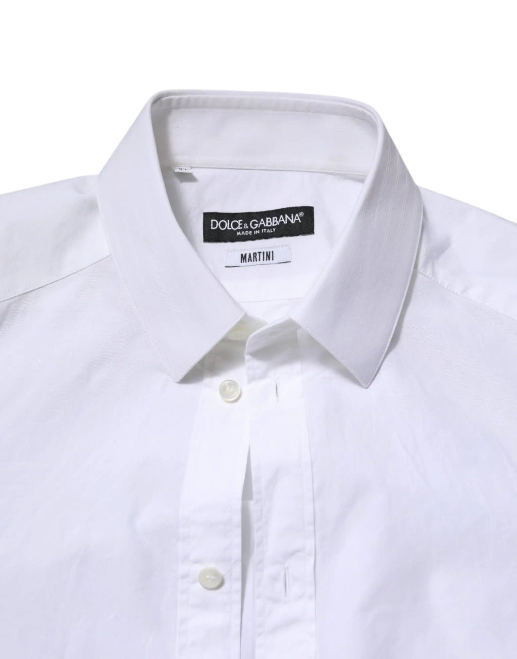 Chemise blanche dolce & gabbana martini en coton à manches longues avec col net et texture subtile