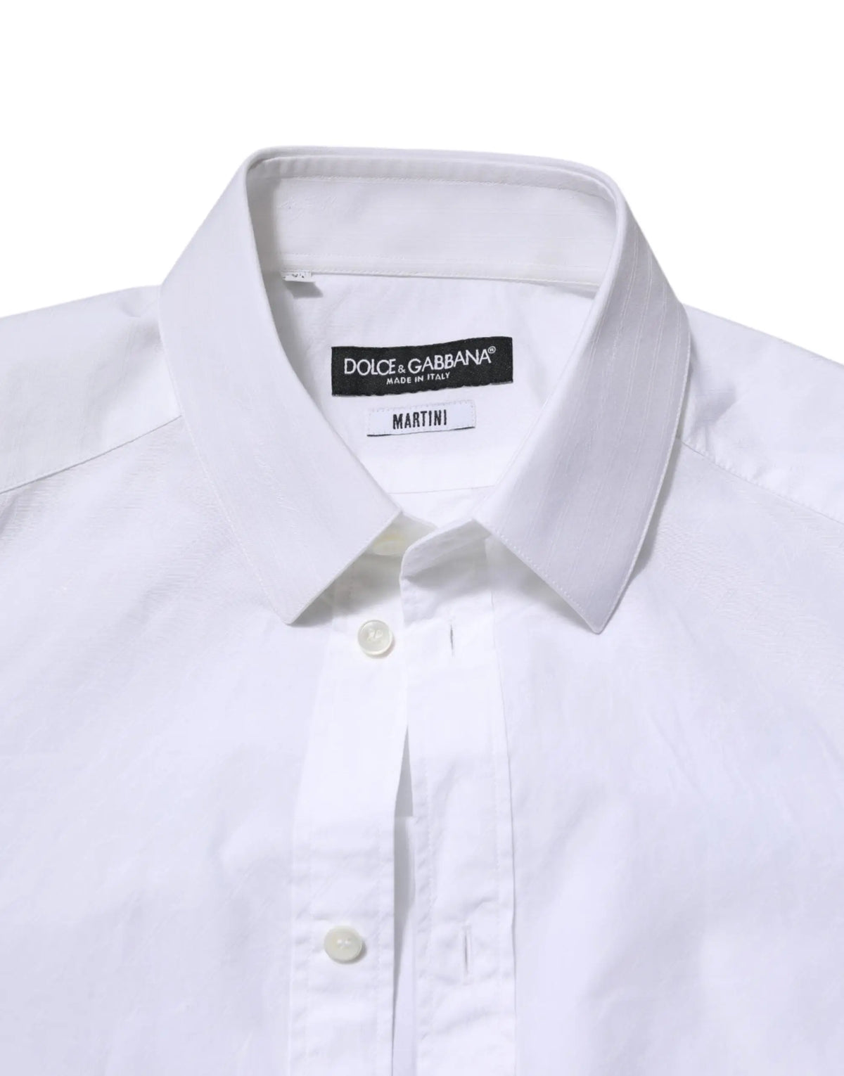 Chemise blanche dolce & gabbana martini en coton à manches longues avec col net et texture subtile