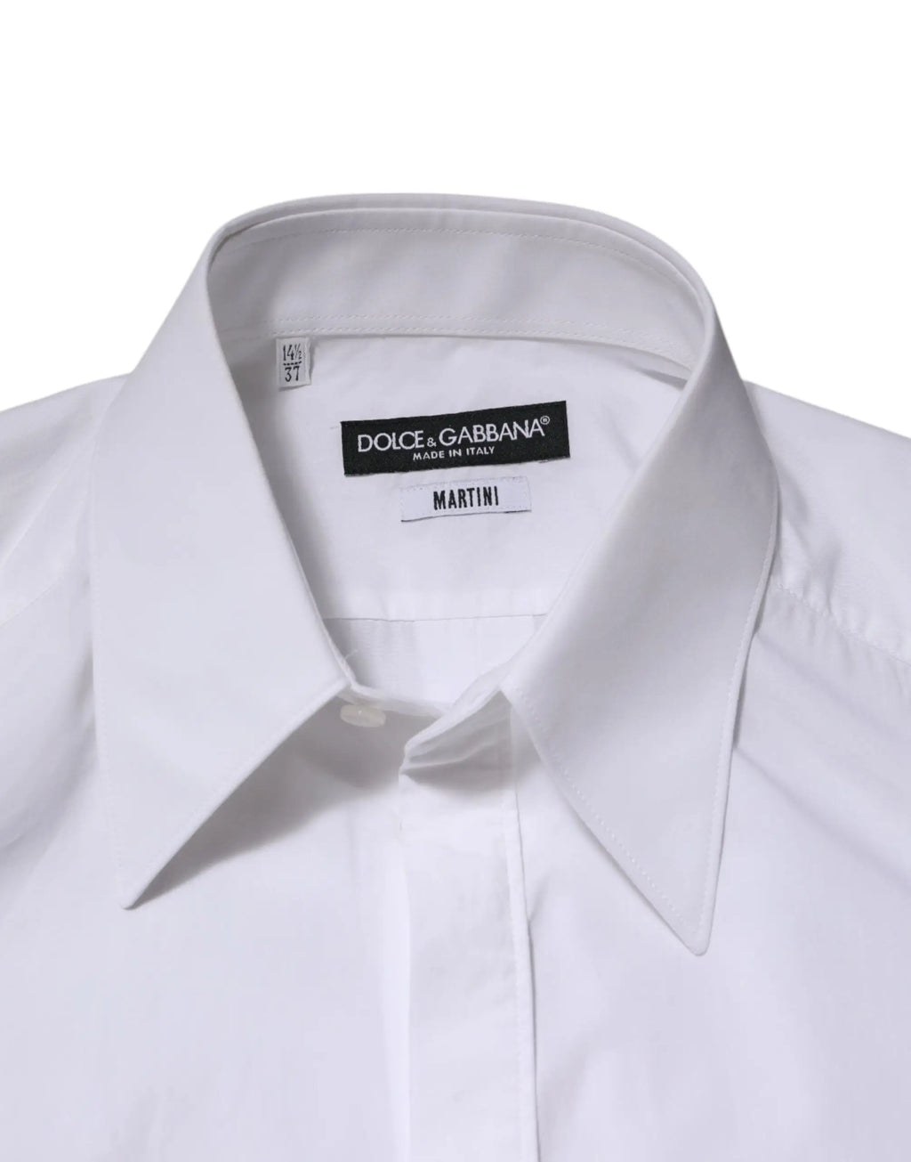 Chemise blanche dolce & gabbana martin en coton avec col net et tissu fin manches longues habillé