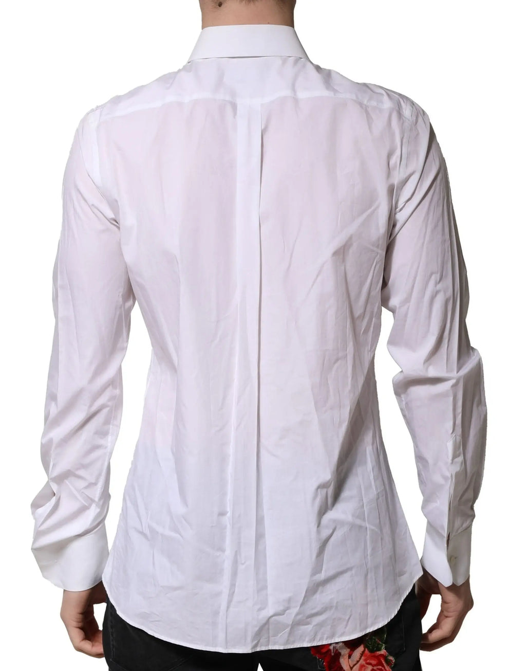 Chemise blanche en coton dolce gabbana martini manches longues col classique vue de dos avec couture centrale