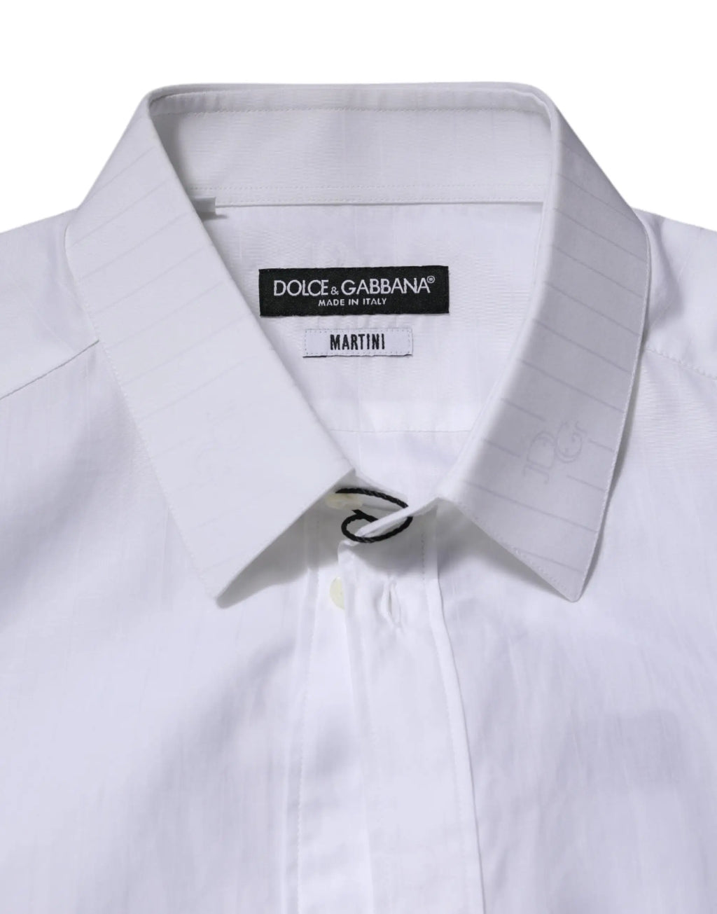 Chemise blanche dolce & gabbana martini en coton avec col net et motif rayé subtil manches longues formelle
