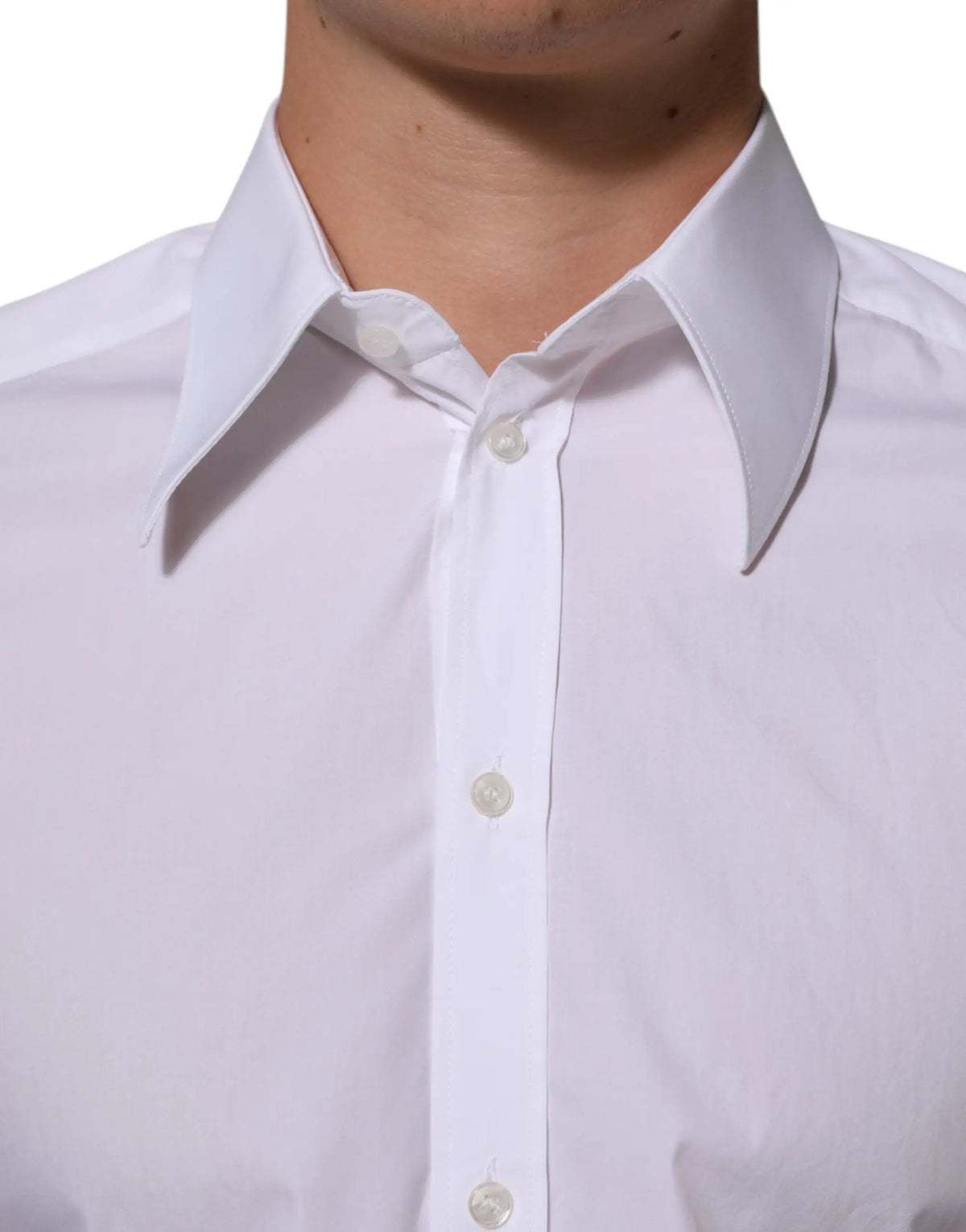 Chemise blanche en coton dolce gabbana martini homme à col pointu classique et boutons assortis pour tenue formelle