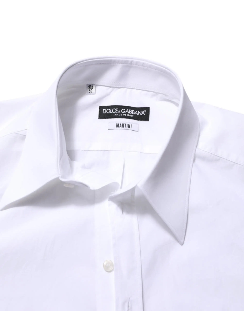 Chemise formelle pour homme dolce & gabbana martini blanche en coton avec col net et boutonnage devant