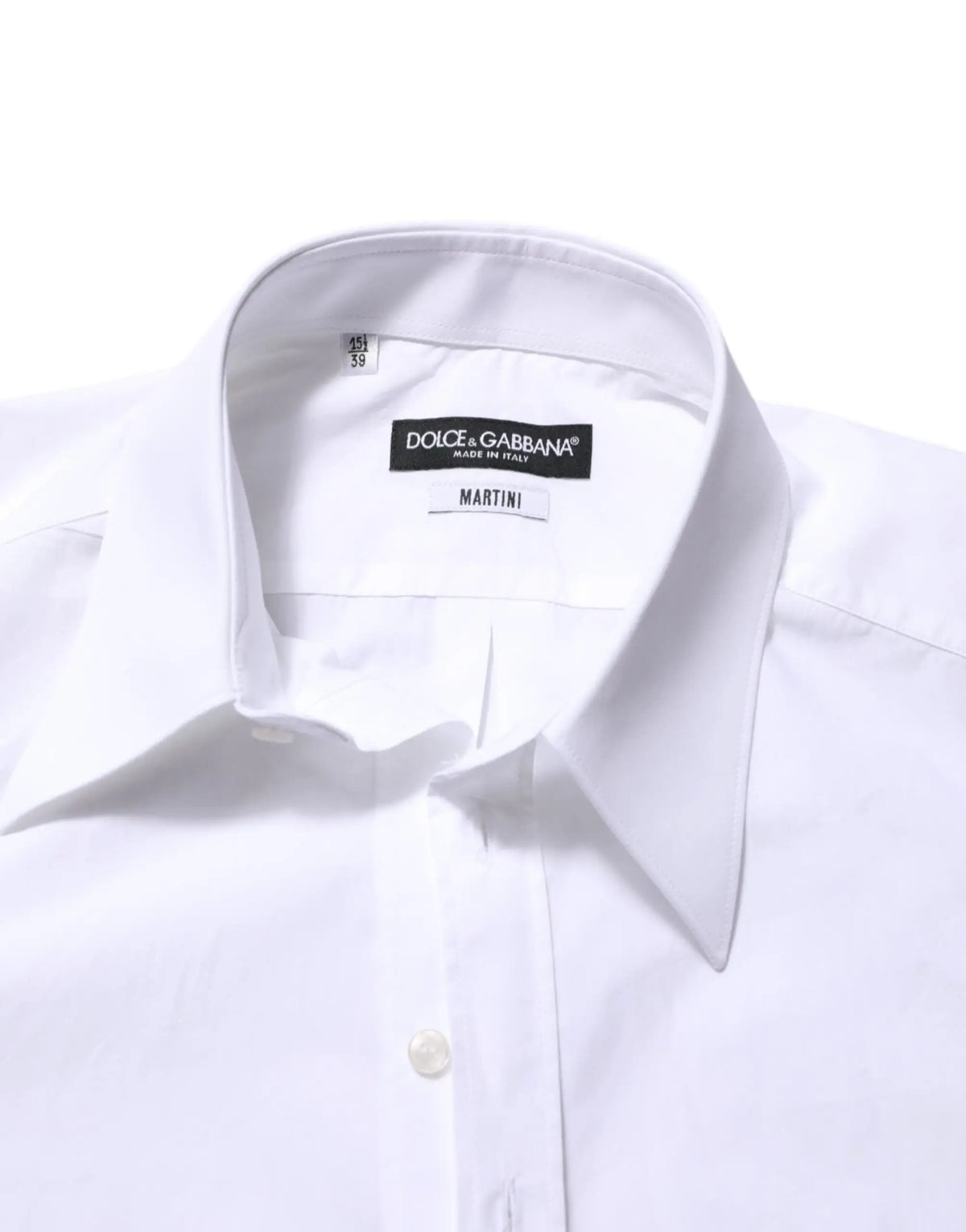 Chemise formelle pour homme dolce & gabbana martini blanche en coton avec col net et boutonnage devant