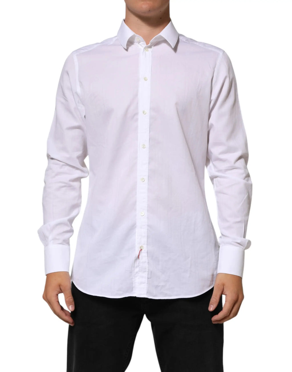 Chemise blanche pour homme dolce gabbana en coton avec col classique et boutonnage devant formelle