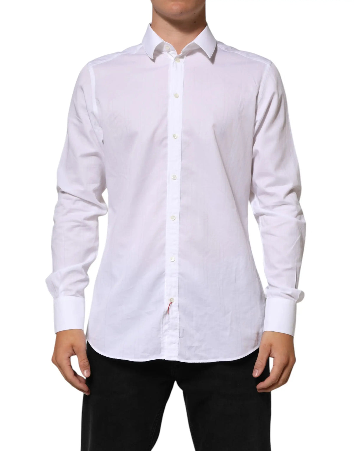 Chemise blanche pour homme dolce gabbana en coton avec col classique et boutonnage devant formelle