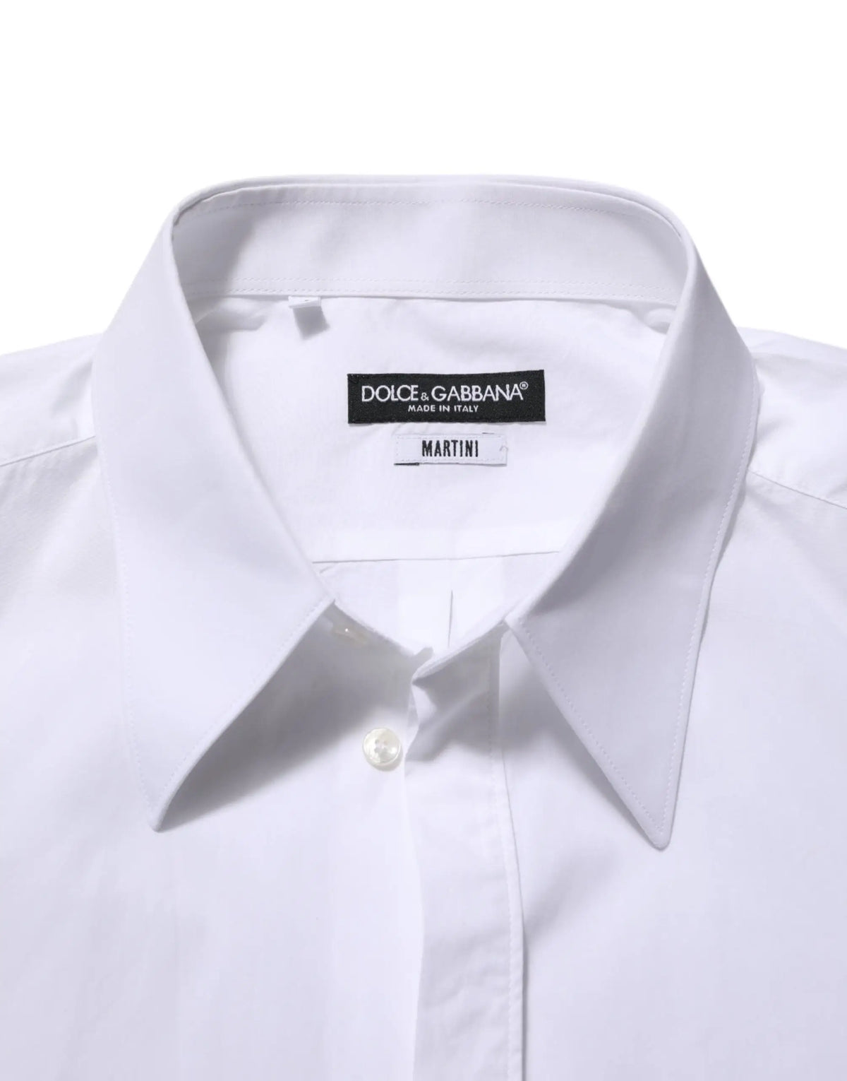 Chemise habillée pour homme dolce & gabbana martini en coton blanc avec col net et boutonnage avant