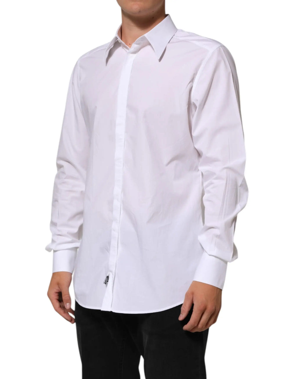 Chemise homme blanche dolce & gabbana en coton martini à manches longues col classique et boutonnée devant