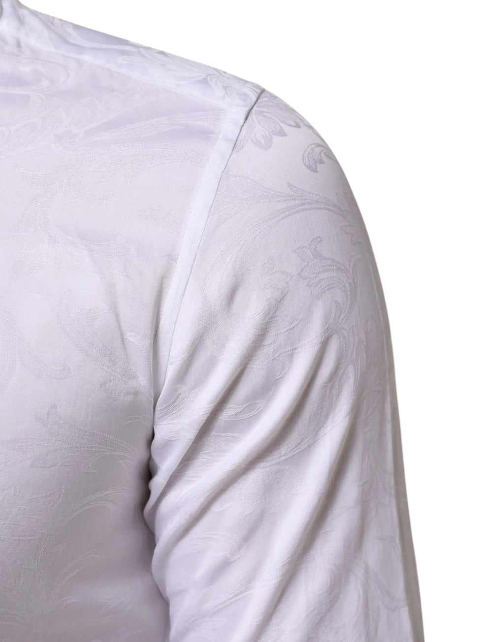 Chemise blanche dolce gabbana en coton avec broderie florale subtile manches longues martini paisley jacquard
