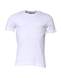 Dolce & gabbana tee-shirt blanc en coton pour homme avec col ras du cou et bordure grise subtile