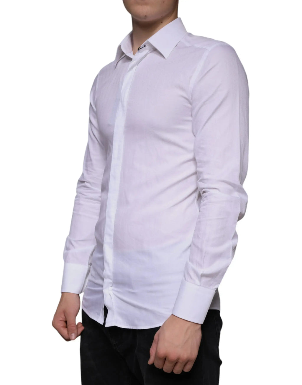 Chemise homme blanche dolce & gabbana en coton à manches longues avec col classique et fermeture boutonnée pour tenue formelle