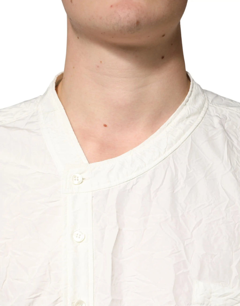 Chemise blanche en coton dolce gabbana pour homme manches longues col arrondi et boutons simples
