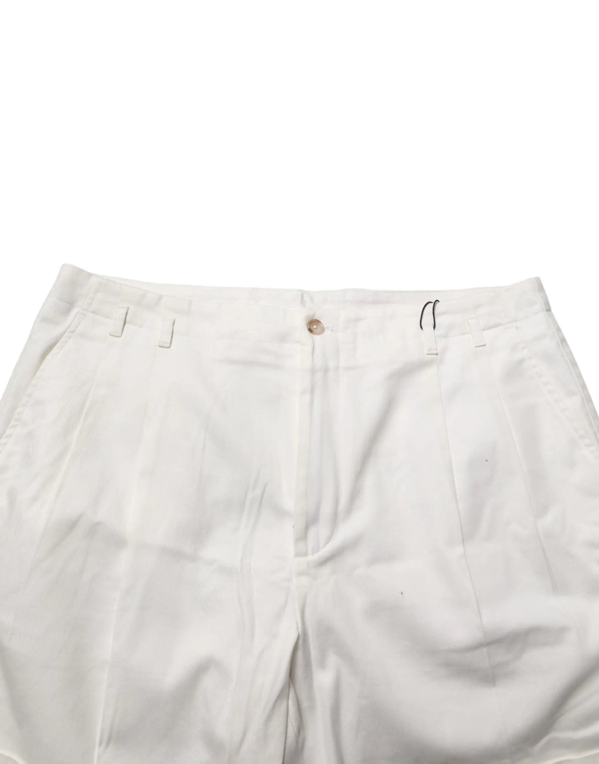 Shorts bermuda pour homme dolce & gabbana en coton blanc avec plis, fermeture bouton et passants pour ceinture
