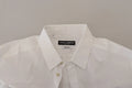 Chemise homme dolce & gabbana blanche en coton avec col net et boutons dorés élégante peacock feather