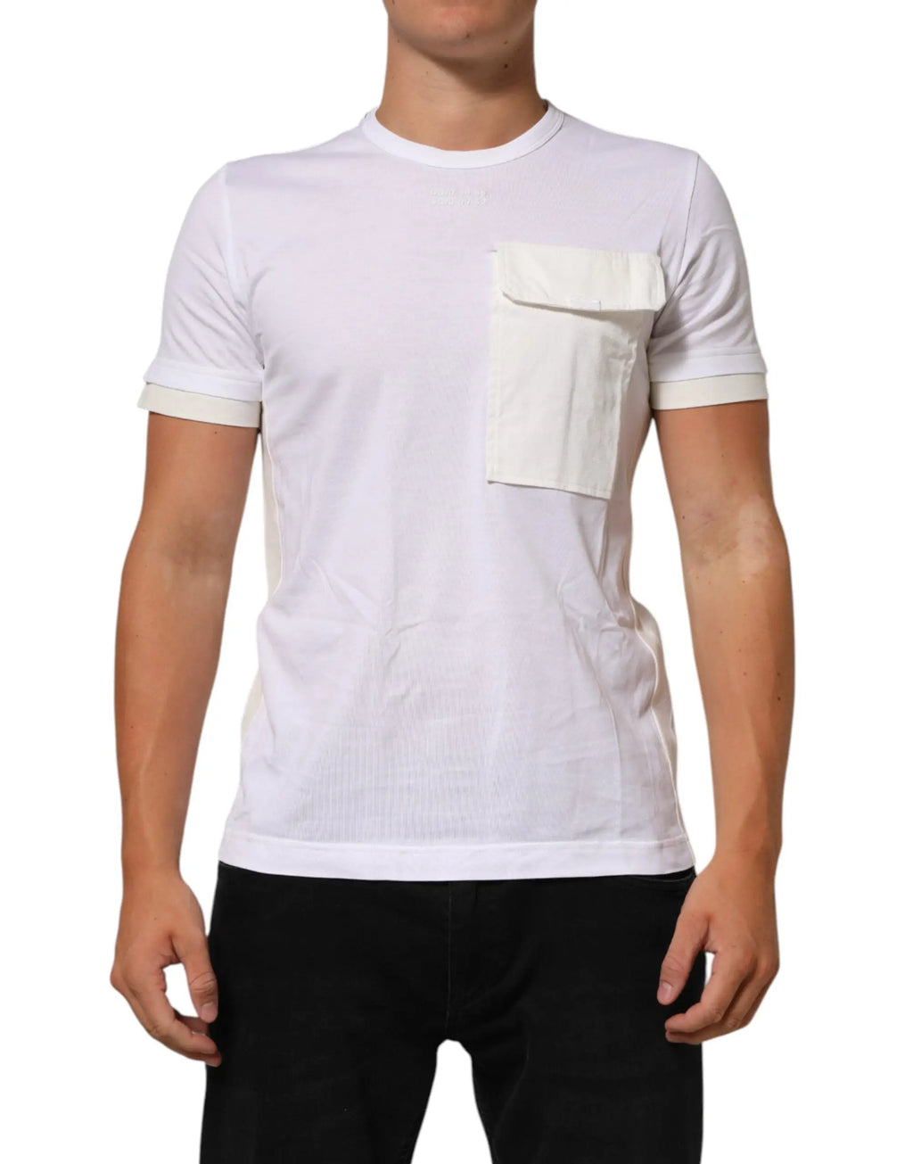T-shirt dolce & gabbana blanc en coton avec poche poitrine et bordure côtelée aux manches pour homme