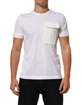 Dolce & Gabbana t-shirt homme blanc en coton avec poche poitrine et bord côtelé aux manches manches courtes