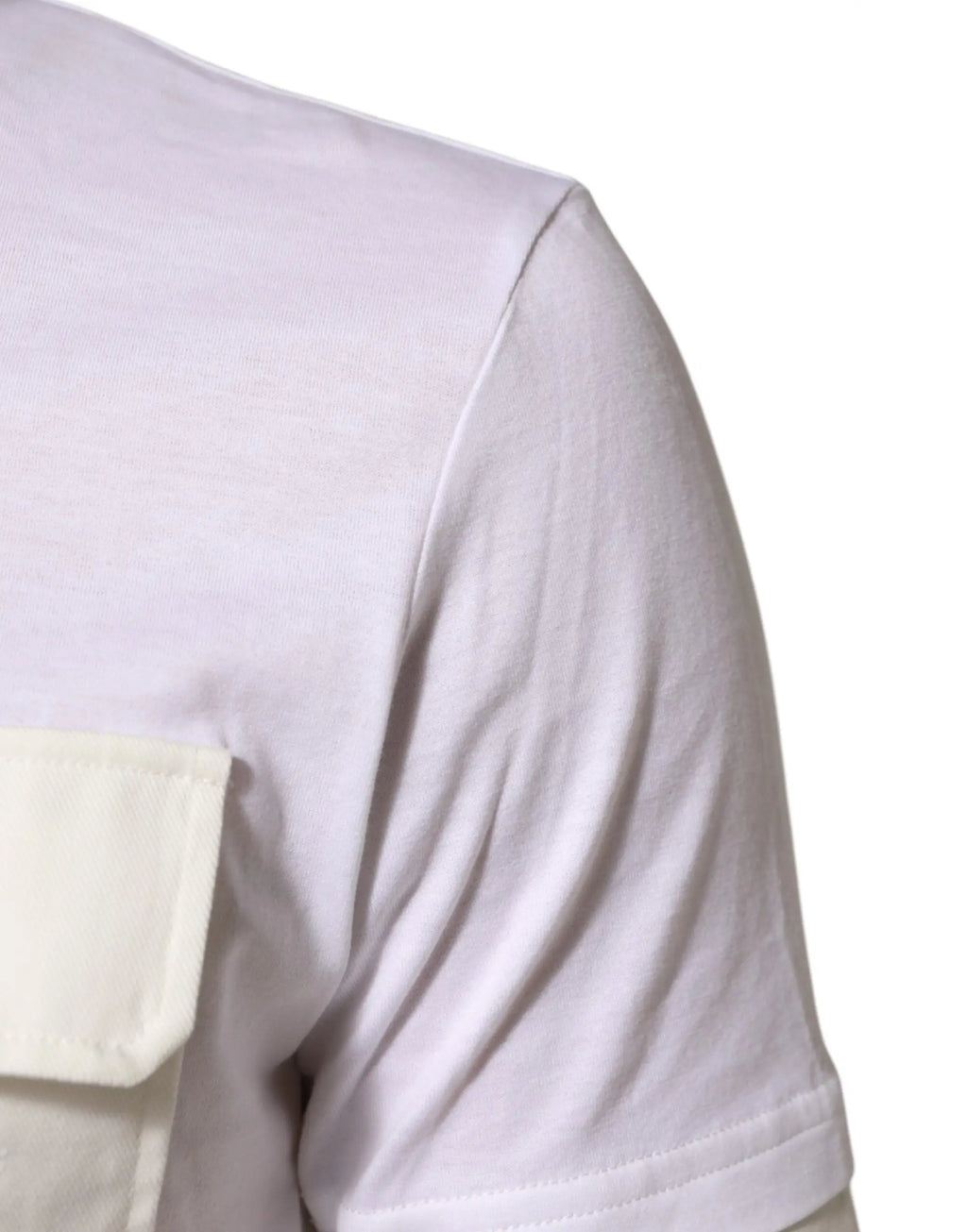 T-shirt blanc en coton dolce & gabbana avec poche crème contrastante manches courtes